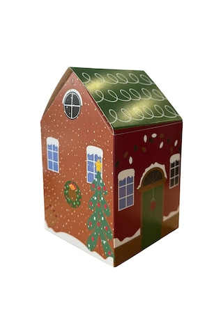 Yılbaşı Hediye Kutusu Bordo Ev 12'li