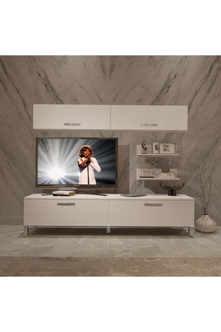 Decoraktiv Eko 5 Slm Std Krom Ayaklı Tv Ünitesi Tv Sehpası Beyaz