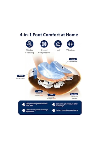 Comfıer Shiatsu İle Ayak Masajı, Derin Yoğurma, Titreşim, Yuvarlama, Sıkıştırma, Plantar Fasiit İçin Isıtmalı Ayak Masajı, Çok Modlu Ayarlar, Uzaktan Kumanda, Doğum Günü Hediyeleri