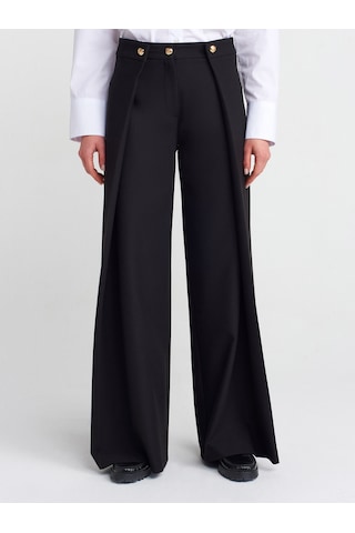 Dilvin 71615 Pilili Düğmeli Pantolon Siyah