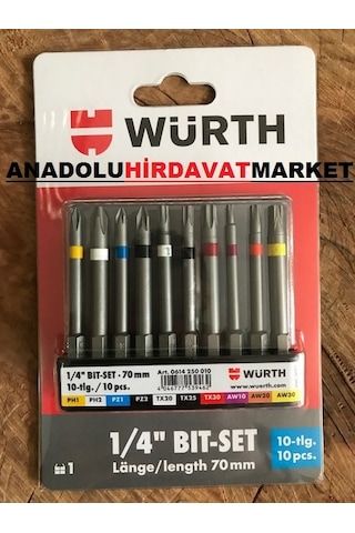 Würth Bits Uç Seti Yıldız Uç Tork Uç 70 MM Cobalt Çelik 10pcs