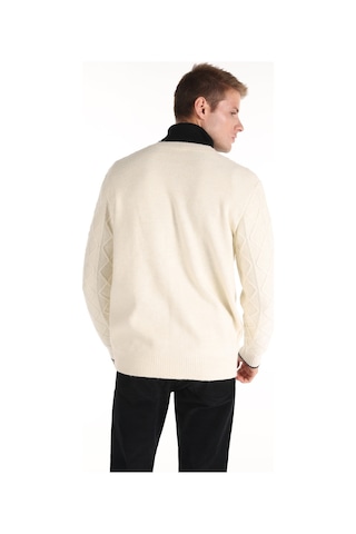 Colins Regular Fit V Yaka Triko Düğmeli Beyaz Erkek Hırka Cl1066297 Beyaz