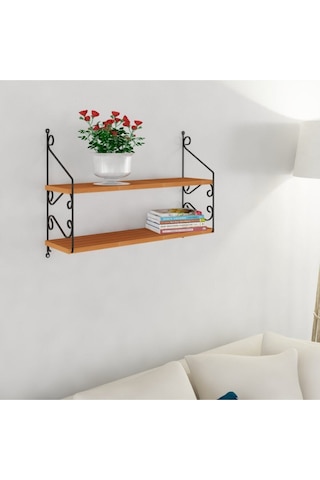 Decormet Seramoni Raf Seti 2 Raflı 200 720 Ceviz Çok Renkli