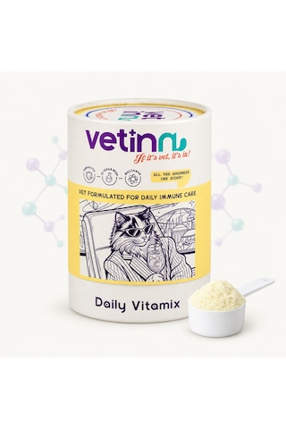 Daily Vitamix - Kedi Multi Vitamin Takviyesi, Bağışıklık Desteği, 21 Vitamin Ve Mineral, Günlük Kullanım, Toz Form, 150 Gram