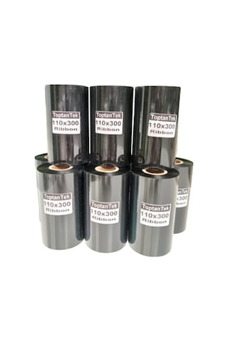 110x300 Ribon 1 Rulo 300 Metre Termal Transfer Ribbon Toplam 10 Rulo Tam Metraj
