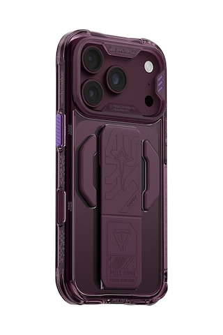 Apple Uyumlu iPhone 18 Pro Kılıf M-safeli Teknoloji Desenli Skinarma Helio Ce Mag Charge Standlı Kapak Bordo