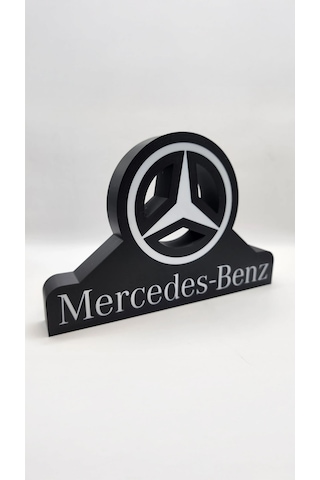 Mercedes Logolu Dekoratif Aydınlatma Led Gece Lambası Çok Renkli