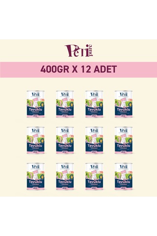 Tavuklu Yaş Konserve Yavru Kedi Maması, Jöle İçinde Parça Etli, 400 Gr X 12 Adet