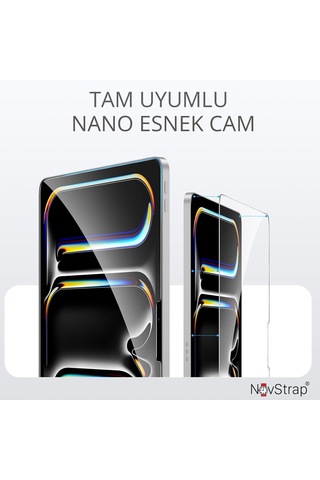 Novstrap Apple Uyumlu iPad  Pro 13 İnç 5. Nesil M4 2024 İle Nano Esnek Cam Ekran Koruyucu A2925 A2926