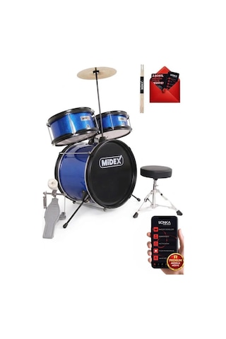 Midex Cd300x-bl Akustik Çocuk Baterisi Davulu Seti 5-14 Yaş İçin