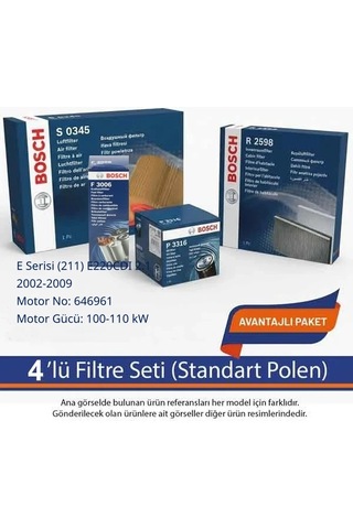 Netpar Mercedes E Serisi 211 E220cdı 2.1 2002-2009 Bosch 4'lü Filtre Seti