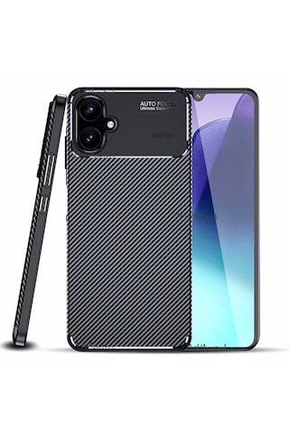 Samsung Galaxy Uyumlu A06 Kılıf Kamera Korumalı Karbon Desenli Silikon