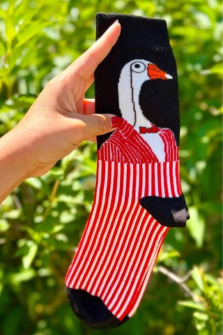 Lousocks Unisex Kaz Tasarım Soket Çorap Siyah
