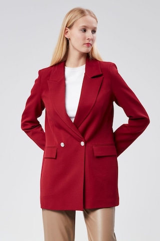 Bordo Oversize Dokuma Blazer Ceket Bordo
