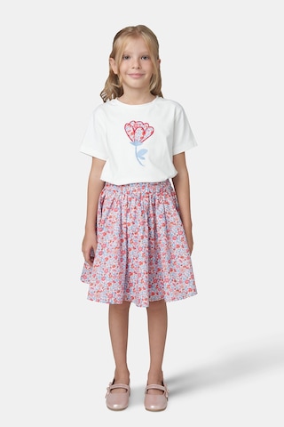 Made With Liberty Fabric Liberty Kumaş Kız Çocuk Çiçek Desenli Etek Kırmızı