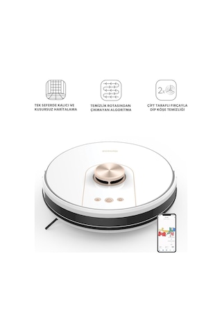Homend Alex Laser Pro 1286H Moplu ve Haritalamalı Akıllı Robot Süpürge Beyaz Gold
