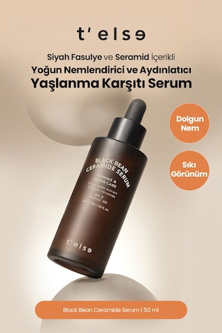 Cilde Sıkı Görünüm Ve Nem Sunan Aydınlatıcı Yaşlanma Karşıtı Serum Telse Black Bean Ceramide Serum