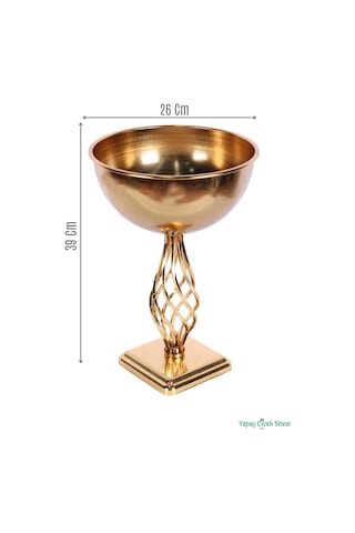 Yapay Çiçek Sitesi Metal Dekoratif Burgu Vazo 39 Cm Altın