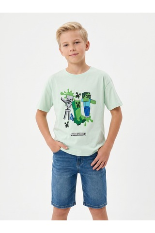 Sea Bubbles Minecraft Erkek Çocuk Tişört St10388 Yeşil