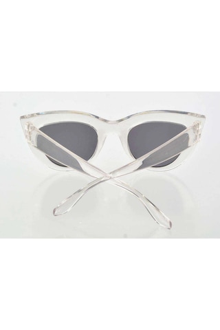 Şeffaf Beyaz Çerçeve Cat Eye Kadın Güneş Gözlüğü - Moda Gözlük Beyaz