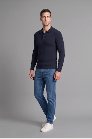 Defacto Standart Fit Düğmeli Polo Yaka Triko Basic Kazak D1959ax26aunv146 Lacivert-nv146