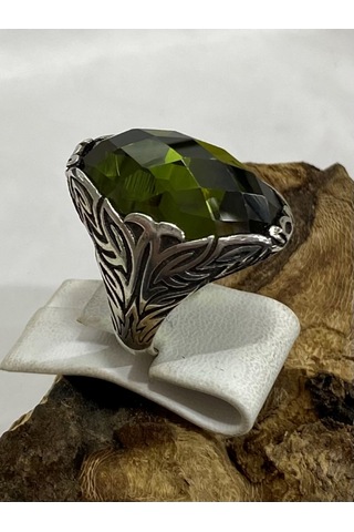 Gümüş Yeşil Taşlı Erkek Yüzük Silver