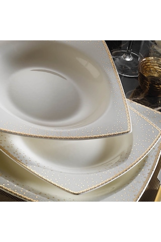 Kütahya Porselen 1175021 Bone Mare 62 Parça Yemek Takımı - Altın