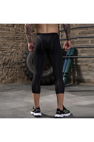 Tongxida Erkek Koşu Tayt - Gri, 3/4 Kısa, Sıkıştırma, Fitness, Koşu, Bisiklet, Spor Tayt Gri