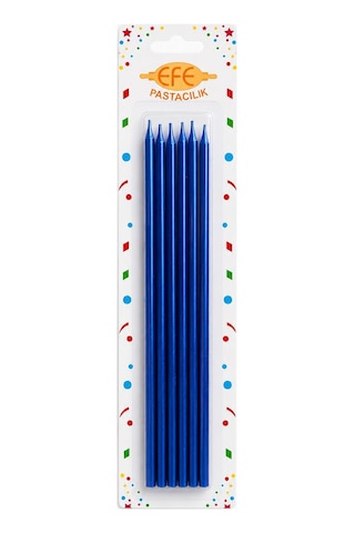 Metalik Lacivert Uzun Pasta Mumu 20 Cm Çok Renkli