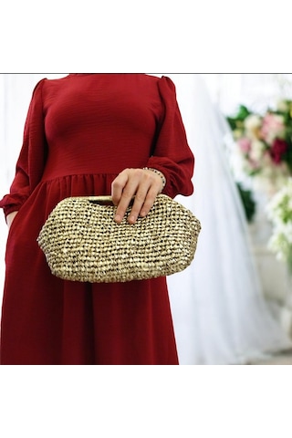 Parlak Tutmalı El Çantaları , El Yapımı Işıltılı Clutch, Örgü El Çantası Altın