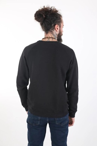 Superfly Erkek Sıfır Yaka Standart Kesim Siyah Sweatshirt 23177