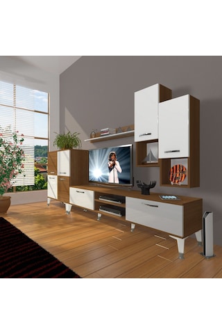 Decoraktiv Eko 6da Mdf Dvd Silver Tv Ünitesi Tv Sehpası Ceviz - Beyaz