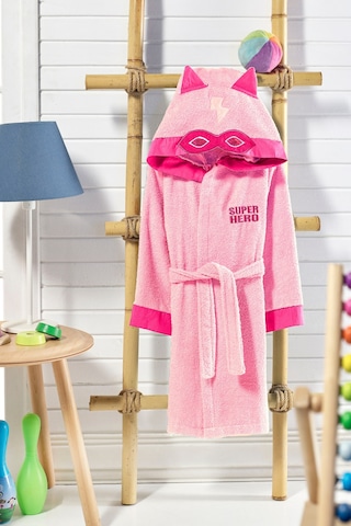 Formeya Kapşonlu Çocuk Bornoz %100 Pamuk Su Emici Pembe Hero Pembe