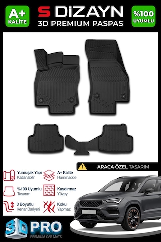 S-dizayn Cupra Ateca 3d Pro Havuzlu Paspas 2020 Üzeri A+ Kalite