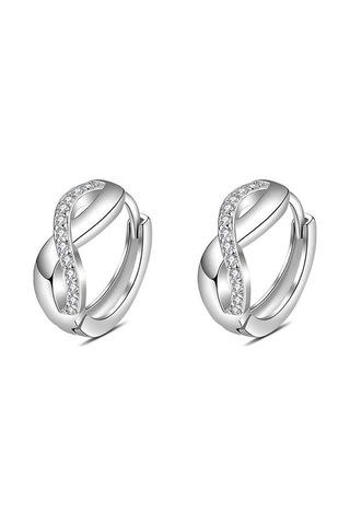 Novahub Varış Kadın Küpe 925 Gümüş Iğne 8 Şekilli Büküm Infinity Zirkon Küçük Küpe Kadın/kız Hediye, Ebedi Sonsuz Beyaz Zirkon Küpe Beyaz