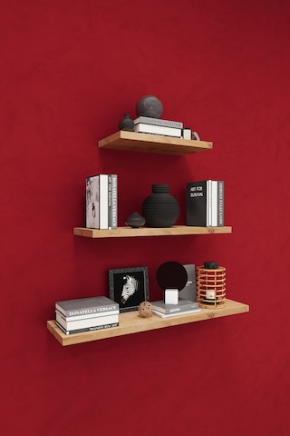 Asra Trend Modern 3'lü Uçan Raf Çok Amaçlı Duvar Rafı Organizer %100 Mdf Kitaplık Mutfak Banyo Rafı Drf05 Safir Meşe