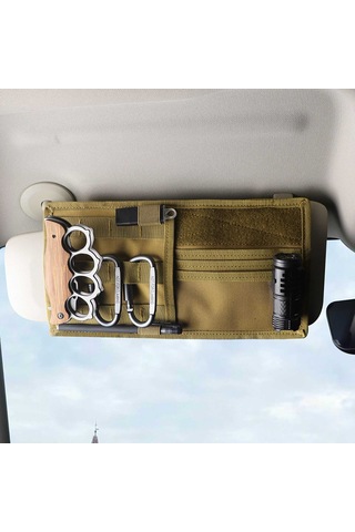 Araba Sun Visor Organizatör Çok Cep Araç Vizör Panel Depolama Sahibi Sürücü Lisansı İçin Uygun Khaki