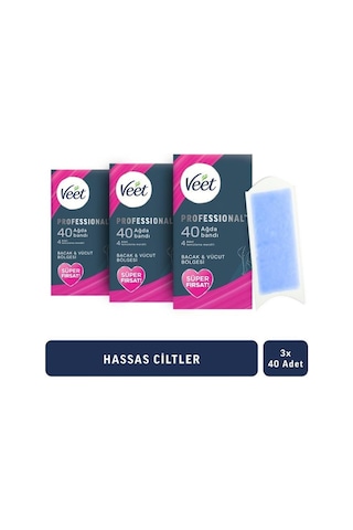 Veet Bacak Vücut Bölgesi Hassas Ciltler Ağda Bandı 3 x 40 Adet