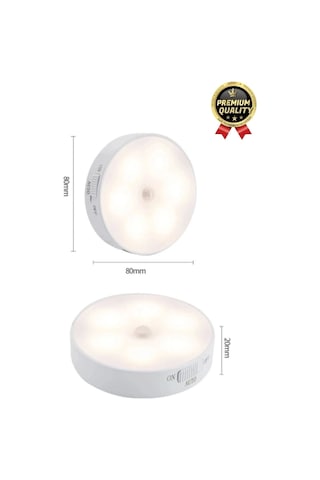 Premium Hareket Sensörlü Usb Şarj Edilebilir Mıknatıslı 3 Mod 8 Ledli Beyaz Işık Gece Lambası 1 Adet