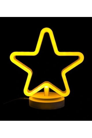 Neon Işıklı Yıldız Masa Gece Lambası Pil+usb Çok Renkli