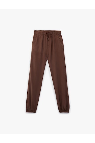 Koton Beli Bağcıklı Viskon Karışımlı Jogger Pantolon Kahverengi 6skb40120tw Kahve