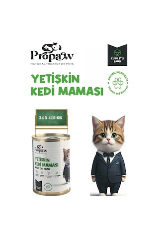 Propaw Kuzu Parça Etli Jöleli Premium Tahılsız Yetişkin Kedi Maması 24 x 415 G