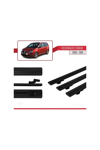Volkswagen Touran 2003-2010 Arası İle Uyumlu Basic Model Ara Atkı Tavan Barı Siyah 3 Adet