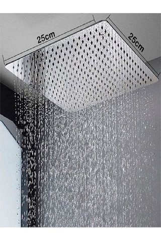 Tepe Duş Başlığı Kare 25 25 Paslanmaz Inox 304 Çelik Metal Kireç Önleyici Diğer