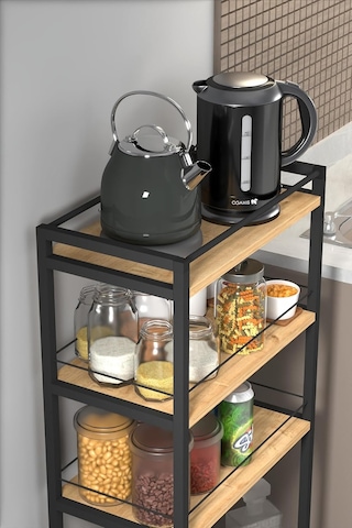 Miyuhome 4 Raflı Metal Düzenleyici Tekerlekli Kiler Tekerlekli Banyo Rafı Metal Organizer Çok Amaçlı Raf Safir Me Çok Renkli