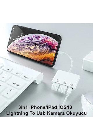 Ally 3in1 Apple iPhone Uyumlu/Apple İpad Uyumlu Uyumlu Uyumlu Lightning To Usb Kamera Okuyucu- 5775 Cn