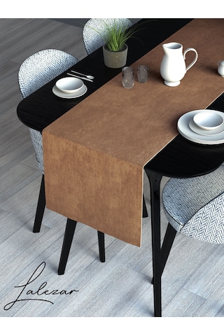 Kadife Efektli Kahve Köpüğü Rengi Aura Serisi Runner 40 X 140 Kahve Köpüğü