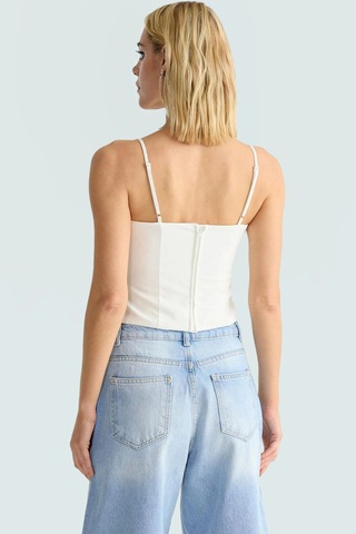 Ersefa Rahat Ve Şık Finike Dokuma Bluz Polyester Elastan Karışımı Modern Beyaz
