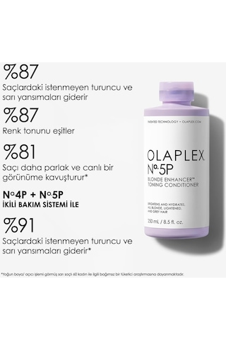Olaplex No:4p Blonde Enhancer Şampuan 250 ML + No:5p Saç Kremi 250 ML + No:8 Maske 100 ML