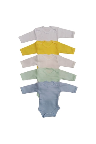 Özdemirli Bebe Uzun Kollu Çıtçıtlı Badi Bisiklet Yaka Body Zıbın (5li Paket)